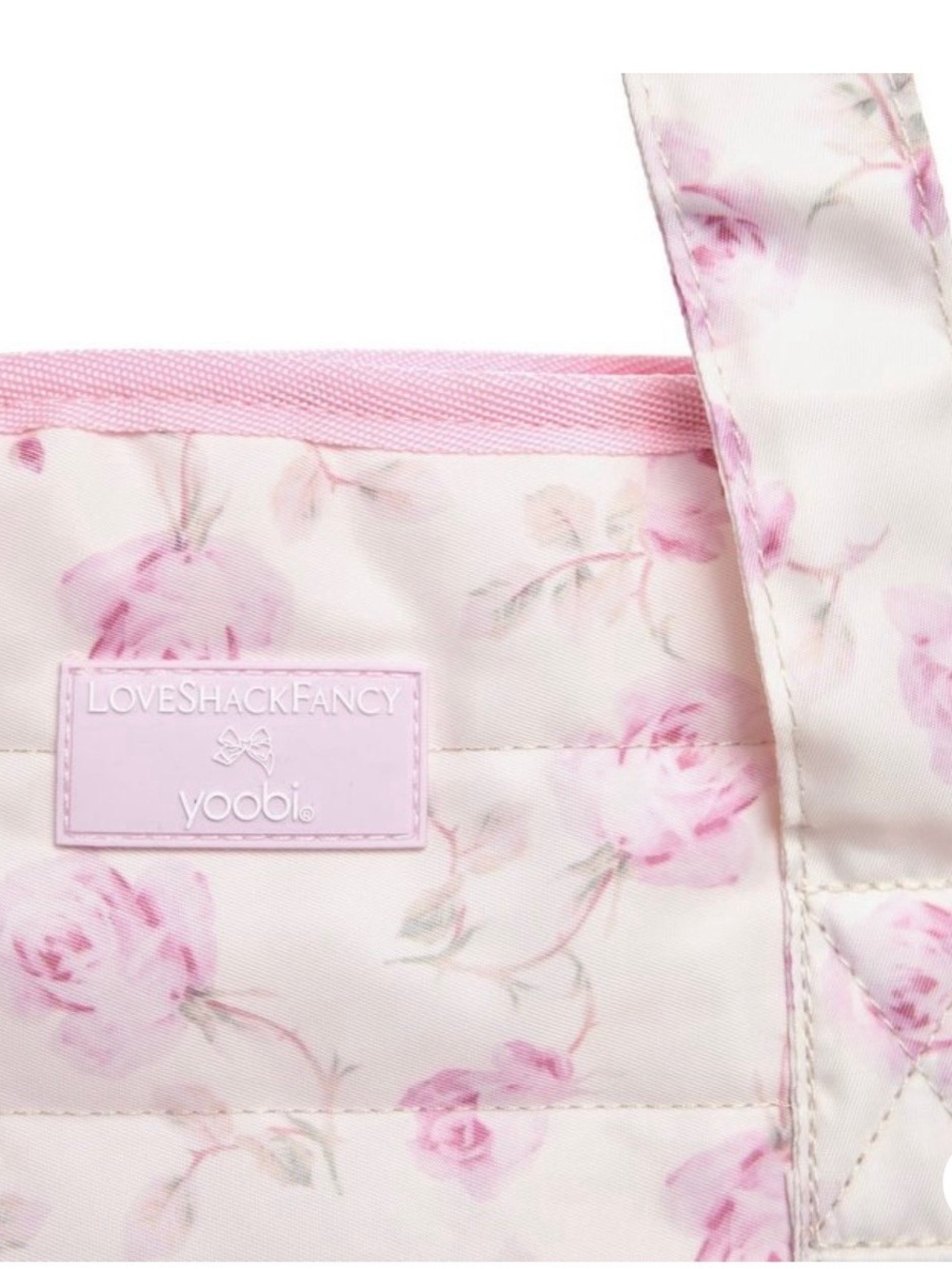 NWT! LOVE SHACK FANCY x TARGET Yoobi Ribbon Rosa Quilted Floral Tote Bag - Picture 4 of 14